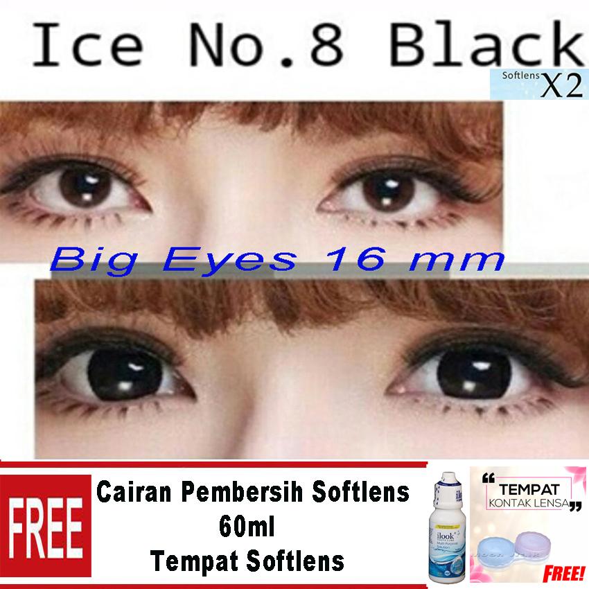 X2 N8 Ice Nude Softlens - Black Gratis Cairan Softlens 60ml + Lenscase