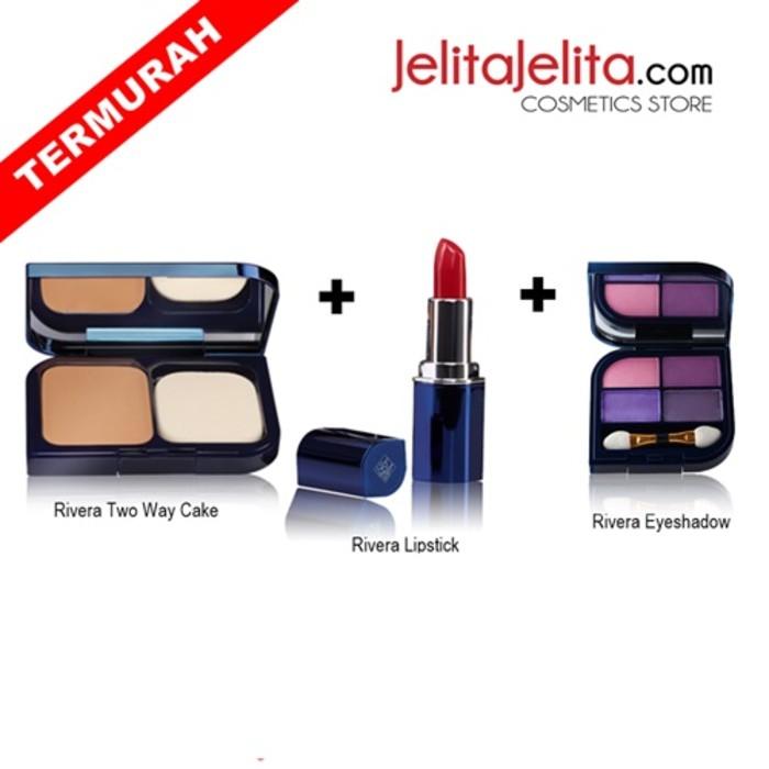 PROMO PAKET MAKEUP RIVERA ( TWO WAY CAKE + LIPSTICK + EYESHADOW )