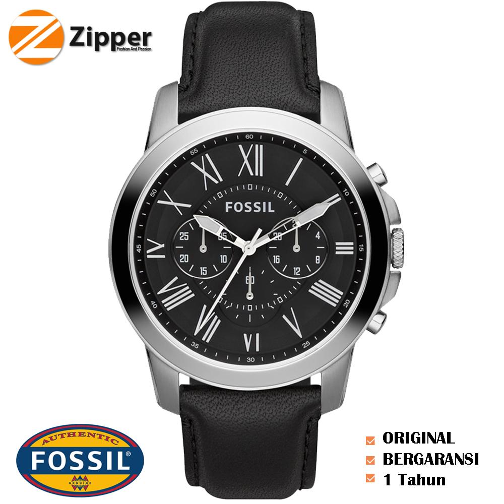 Fossil Jam Tangan Pria Fossil Grant Chronograph Tali Kulit Leather Tali Logam Quartz Movement Black Brown Cream White Coklat Hitam Putih Krim FS4735 FS4736 FS4835 FS5241 FS4812 Fossil Jam Tangan Pria