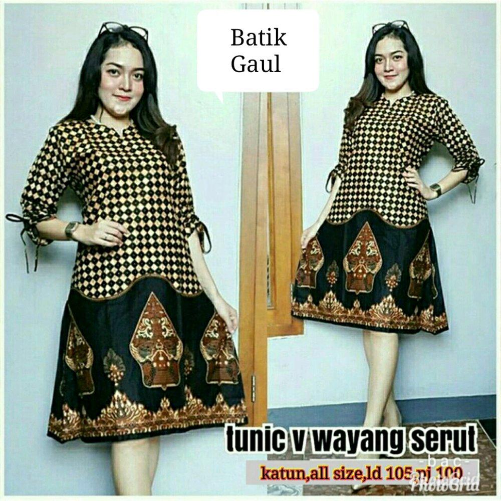 Tunik V wayang serut 1 - tunik - tunik batik - tunic - tunic batik - dress - dress batik- batik kantor di lapak Batik Gaul Pekalongan nur_janah2611