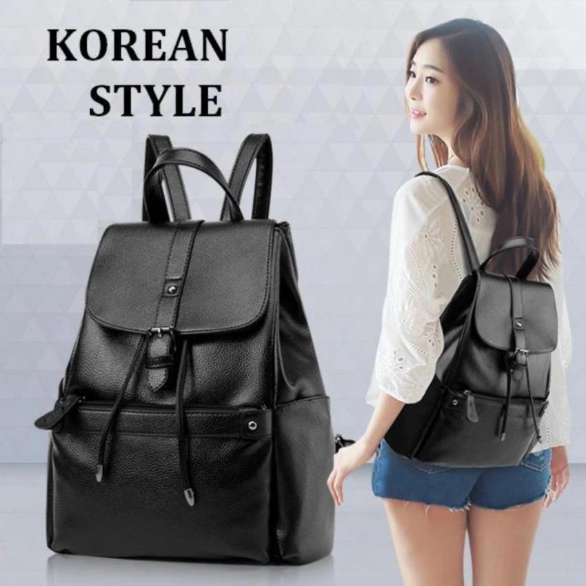 toko bang bayu Tas Ransel Kulit Fashion Branded Wanita Remaja Dan Dewasa Import - Renatta Black Bagus