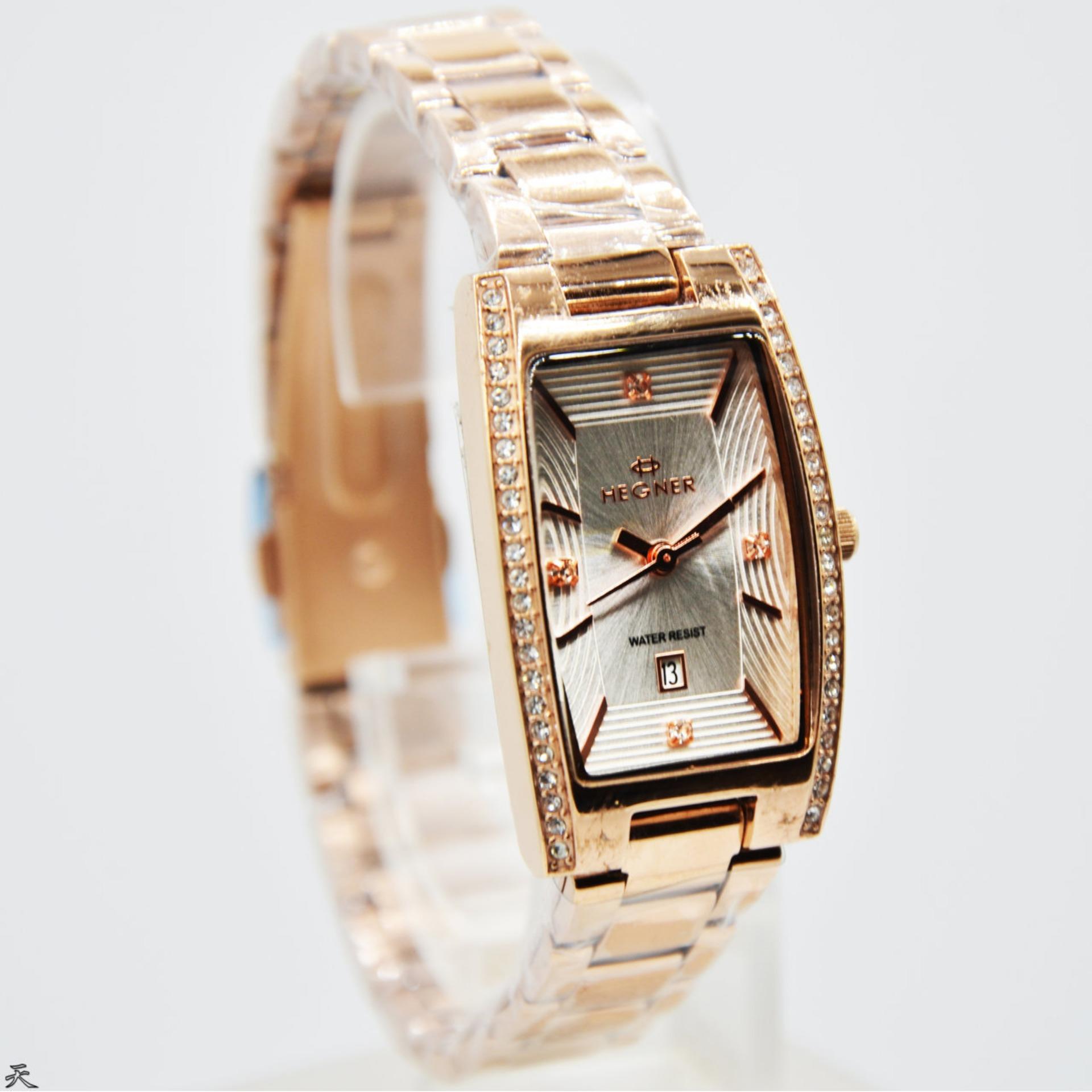 Hegner Hgr5002 Jam Tangan Fashion Wanita Stainless Strap Rosegold