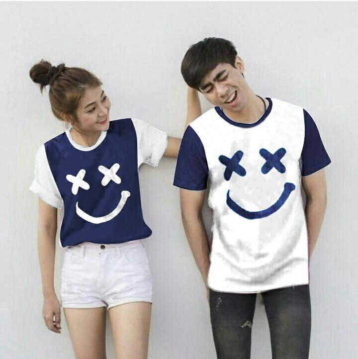 Baju Wanita Shop Kaos Couple Xoxo / Tshirt Polos / Kaos Pasangan Lengan Pendek CP / Sweater Polos / Kaos Lucu Pria Wanita BG (XOXO) - NAVY PENDEK