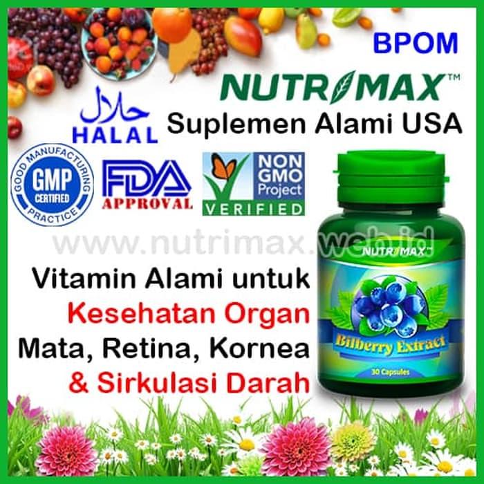 Nutrimax Bilberry Extract Isi 30 Vitamin Obat Untuk Buat Kesehatan Mata Minus Gatal Merah Iritasi Infeksi Glaukoma Glukoma Katarak Rabun Senja Alami