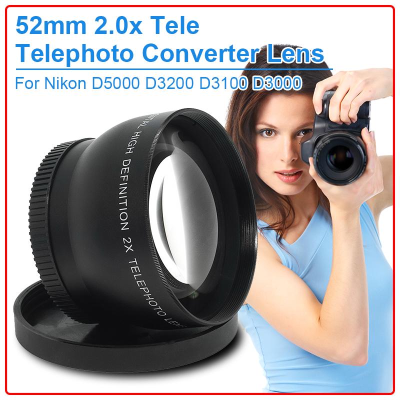 52mm 2.0x Tele Telephoto Converter Lens For Nikon D5000 D3200 D3100 D3000 LF083