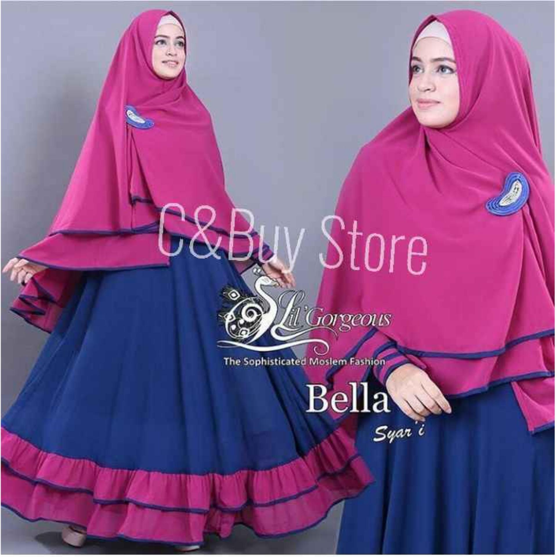 C&Buy Store Baju Gamis Maxi Dress Muslim Wanita Syari 2in1 BELLA ( Dapat Jilbab ) / Dress Muslim / Gamis Wanita / Baju Muslim / Hijab Muslim / Fashion Muslim / Syar'i Muslim / Maxi Dress Lengan Panjang / Gamis Modern