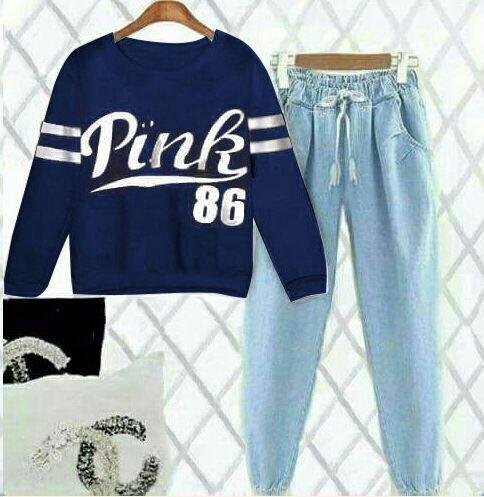 J&C Setelan Pink / Setelan Kaos Wanita / Baju Santai / Setelan Wanita / Kaos Cewek / Celana Panjang Wanita/ Kaos Panjang Wanita / Celana Joger Wanita / Setelan Celana Jogger