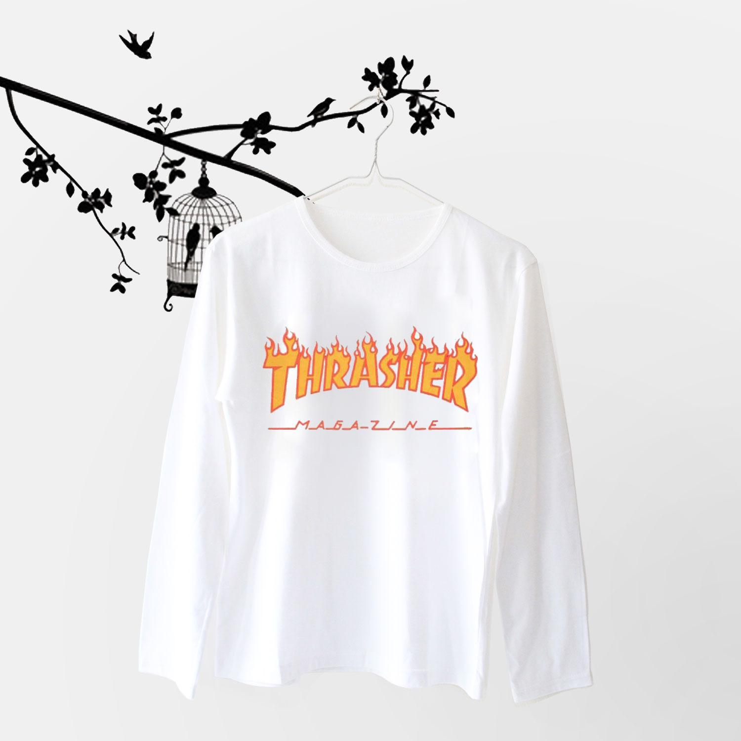 ELLIPSES.INC Tumblr Tee / T-Shirt / Kaos Wanita Thrasher - Putih Lengan Panjang