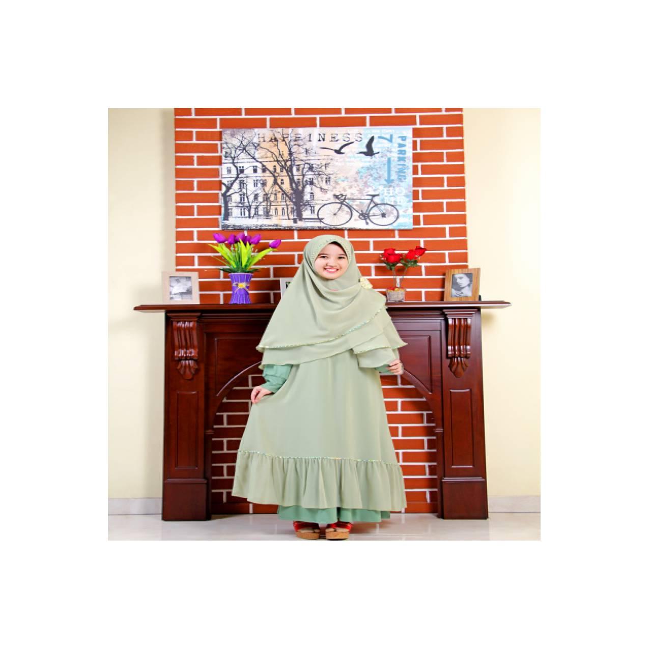 Gamis Anak Aini 170202 HIJAU ( SZ 8 )|GAMIS ANAK 2017 UNTUK PEREMPUAN