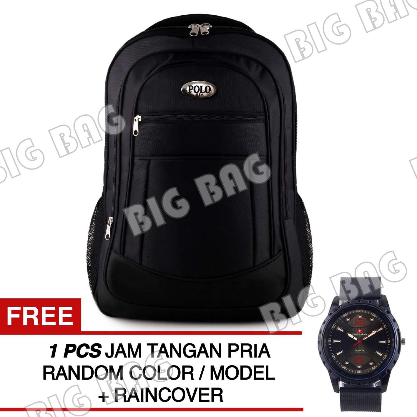 Tas Ransel Pria Polo USA Black Lizard Tas Laptop Backpack + Raincover + FREE Jam Tangan Tas Kerja Tas Sekolah Tas Selempang Tas Kantor Dailypack Promo Classic Milano Original Alto Eiger Bodypack Consina Xiaomi Asus Palazzo Termurah Terlaris Best Seller