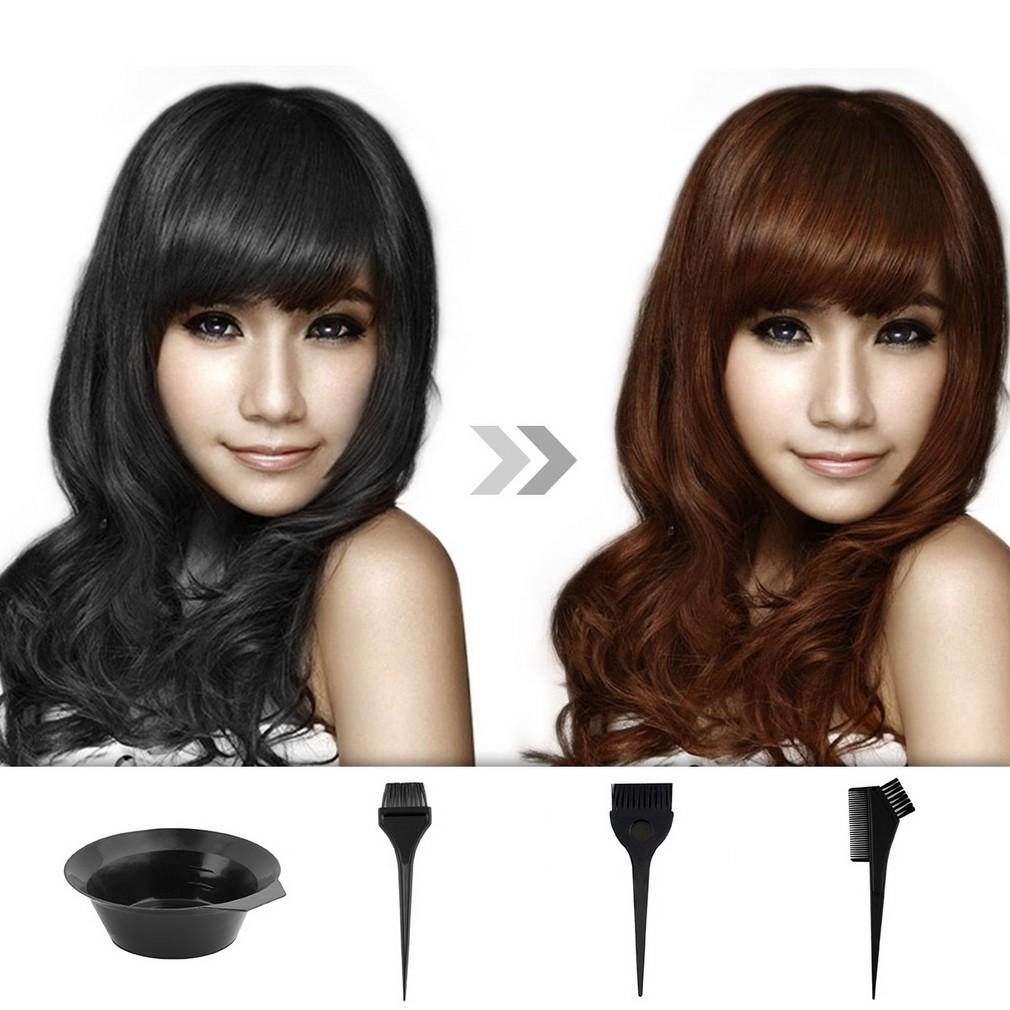 4Pcs Set Cat Rambut Pewarna Rambut Kuas Sisir Mangkok Peralatan Pewarna