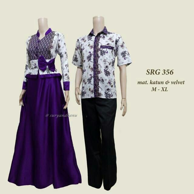 TERMURAH - Baju batik couple - baju muslim wanita terbaru 2018 - kebaya coupel Modern - Couple Batik - Batik Sarimbit - Batik Kondangan - Baju batik SRG 356 Ungu