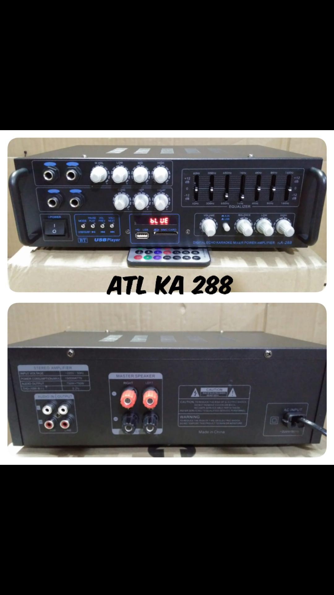ATL KA 288 ORIGINAL digital Power Amplifier USB MP3 bluetooth bluetoot amplifier ampli profesional power mixer with usb sd card player karaoke system THHS EQUALIZER PANJANG 30CM X LEBAR 22CM X TINGGI 10CM Super bass subwoffer bisa dipakai semua speaker