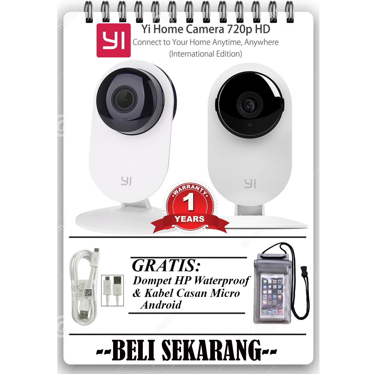 Xiaomi Yi Home / Yi Dome IP Camera Internasional Version / Kamera CCTV - GRATIS Kabel Charger Android & Dompet HP Waterproof