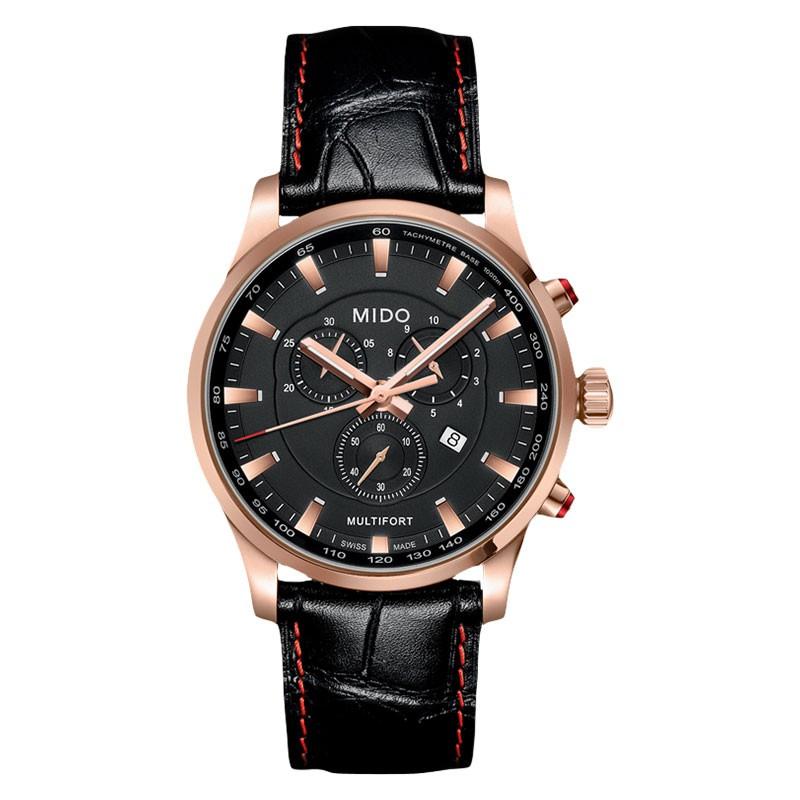 Jam Pria Mido M005.417.36.051.20 Multifort Chronograph Black Dial Black Leather Strap - Jam Tangan Pria Model Terbaru Original & Bergaransi 1 Tahun
