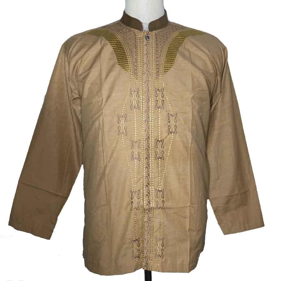Grosiryogya Baju Koko Lengan Panjang Katun Premium Bordir-BK3206-Coklat