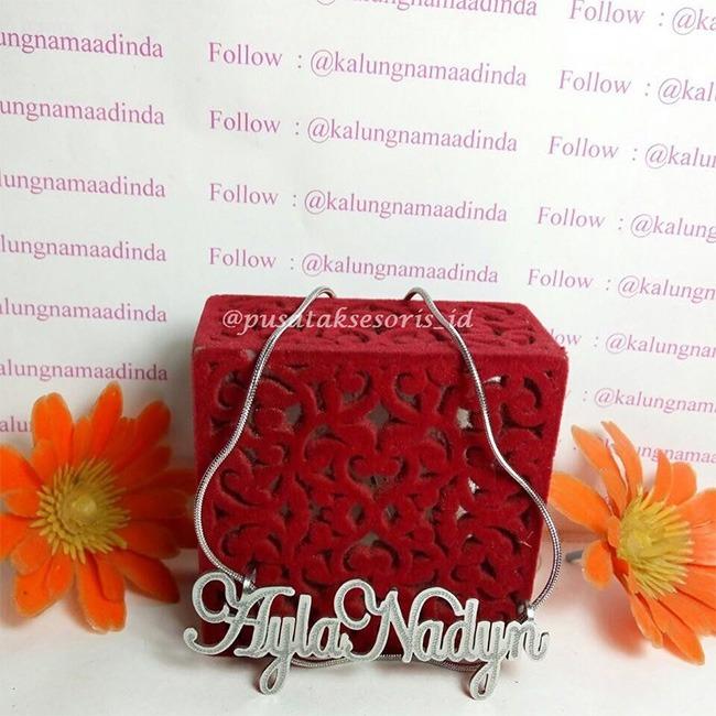 Jual Kalung Nama titanium silver anti karat bisa cetak sesuai nama