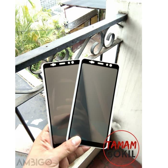 Samsung Galaxy A8+ A8 Plus 2018 Tempered Glass ANTI SPY Privacy 5D Ambigo Original - Hitam