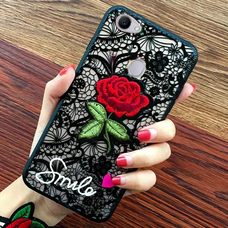 Case Oppo F7 F5 F3 F1s F1f F1 Plus Youth Pro A37 A37f A83 A71 A39 A57 Neo 9 Relief 3D Motif Bunga Mawar Merah Rose Flower Casing