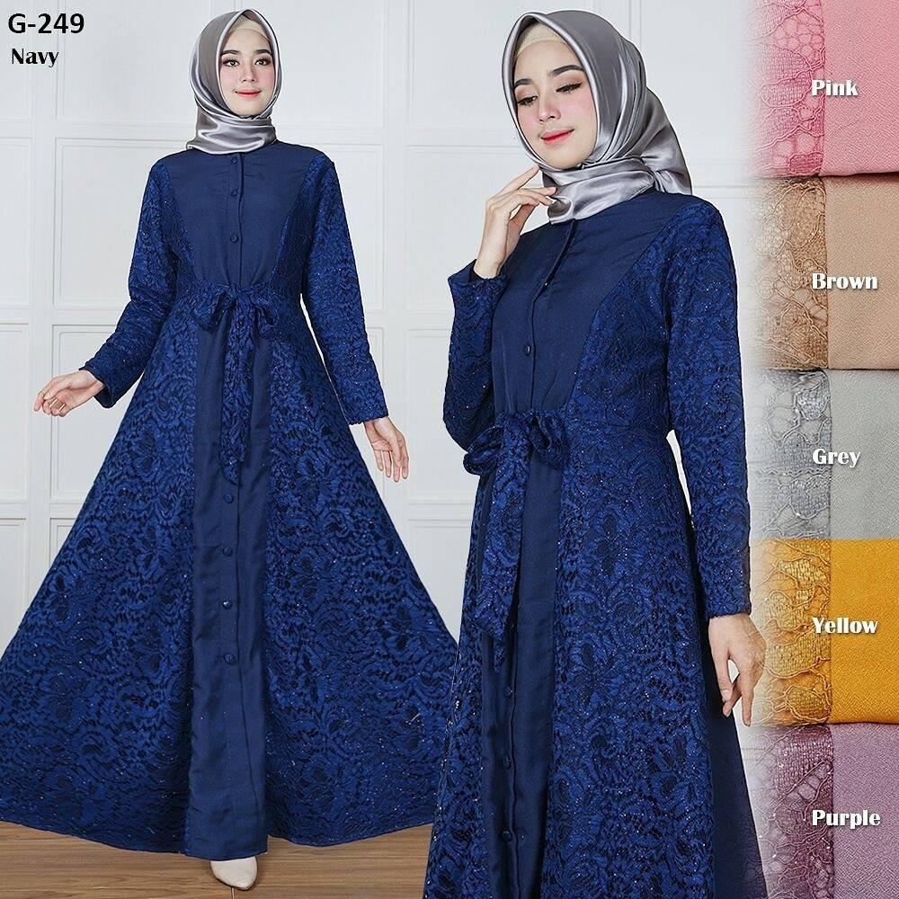 Busana Muslim Wanita Kombinasi Brokat Import (Busui), Gamis Wanita / Gamis Cewek / Gamis Elegan / Import