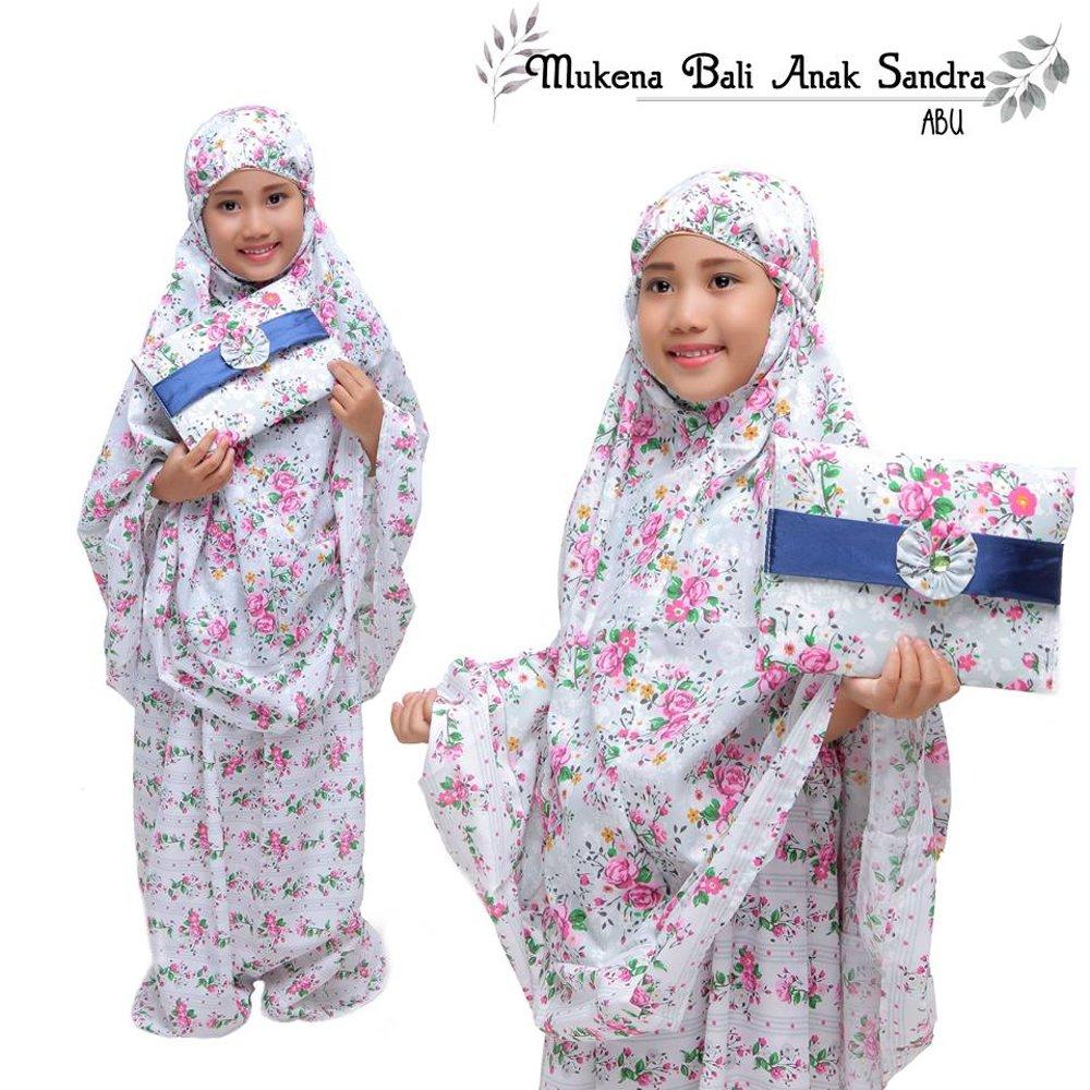 SUPPLIER MUKENA BALI ANAK MURAH SANDRA ABU di lapak Grosir Mukena Dessy mukenadessy