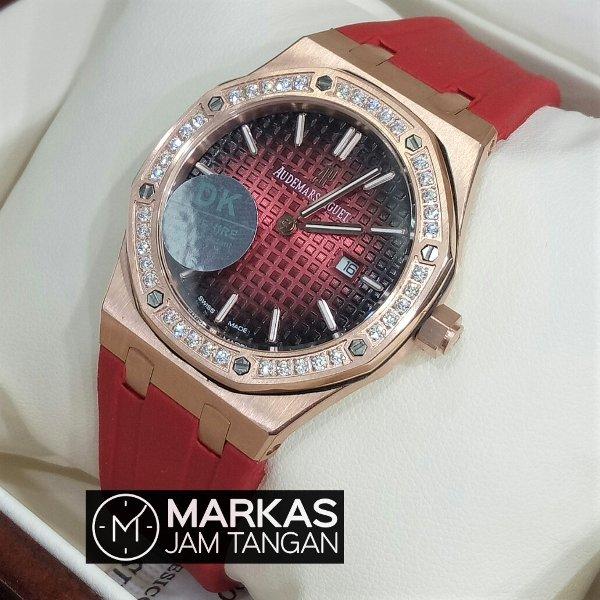 Jam Tangan Wanita Audemars Piguet AP Ladies Royal Oak Diamond Rubber Strap