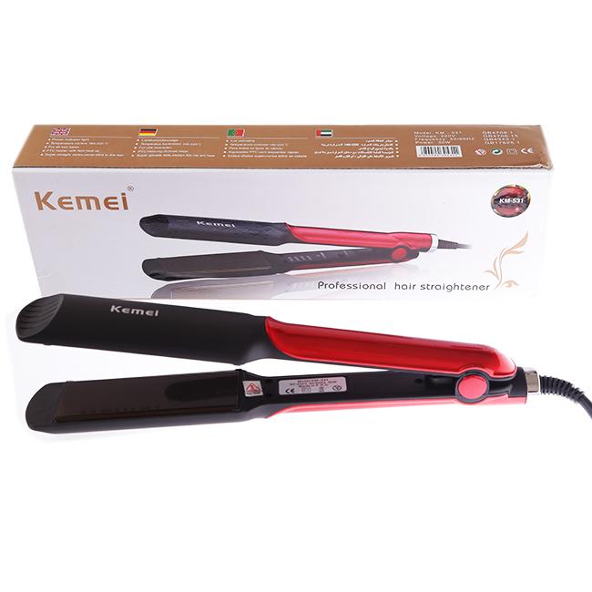 TERMURAH SE LAZADA Catokan kemei km 531 Catok rambut Lurus temperatur suhu ionic Elektric Straightener Profesional Catok - hitam