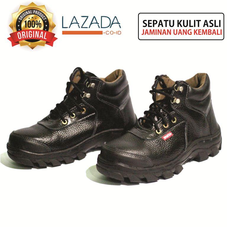 safety shoes pria safety boots safety jogger safety box safety hitam kulit sapi asli sepatu boot boots pria ankle boot kuat segala medan sudah dijahit solnya.