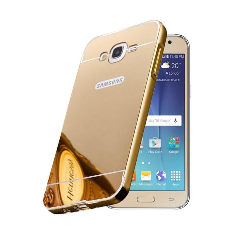 MR Case Bumper Mirror Samsung Galaxy J2 J200 / Case Alumunium Metal Sliding Samsung Galaxy J2 / Casing Samsung Galaxy J2 / Hardcase Samsung Galaxy J200 / Backcase Mirror Samsung Galaxy J200 - Gold