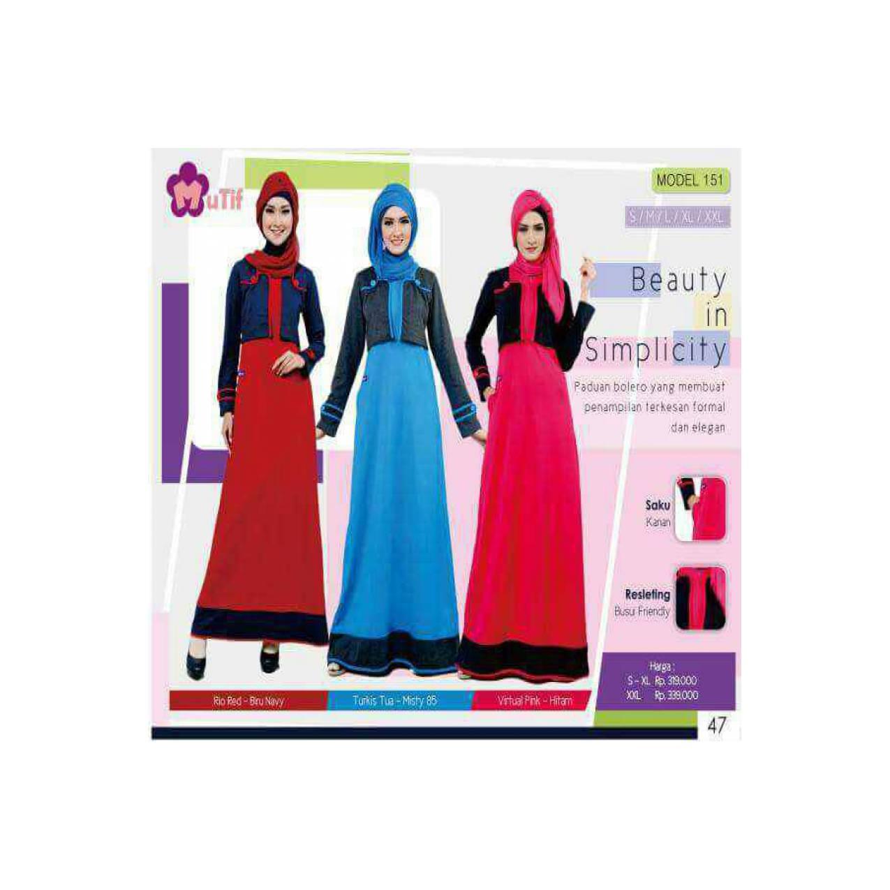 MAXI DRESS - MUTIF - M151 SMLXL - GAMIS MODEL BOLERO - DRESS MUSLIM