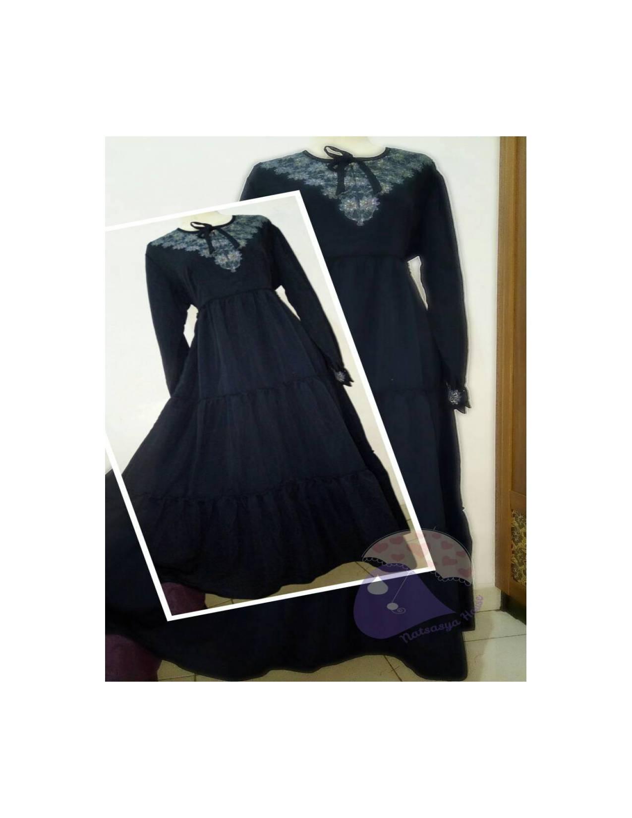 Set Gamis Tiga Dara Blue Navy