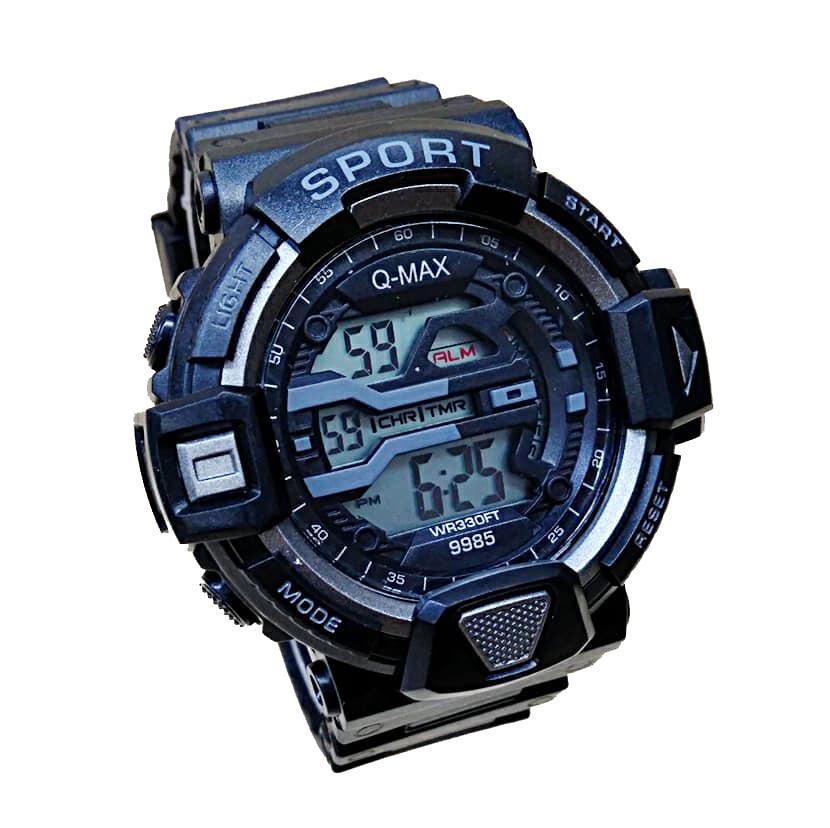Q-Max 9985 Jam Tangan Sport Pria Anti Air Murah - Tali Karet - Digital Movement