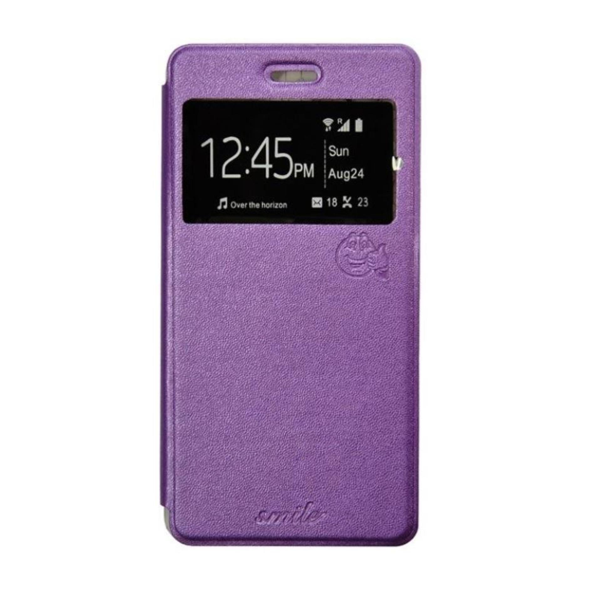 Aldora Case For Asus Zenfone 3 Max (5.5) / ZC553KL Flip Cover Case Dengan Pelindung Layar Smile Series - Ungu