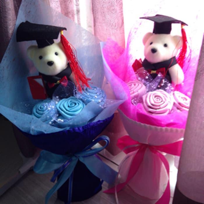 SALE - Buket bunga wisuda - Kado Wisuda Murah - Boneka wisuda 3bu+ 1bo bestQuality