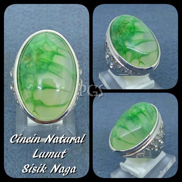 Diskon Promo Perhiasan Aksesoris CINCIN BATU AKIK NATURAL LUMUT SISIK NAGA HIJAU MEMPESONA PALING MURAH Murah