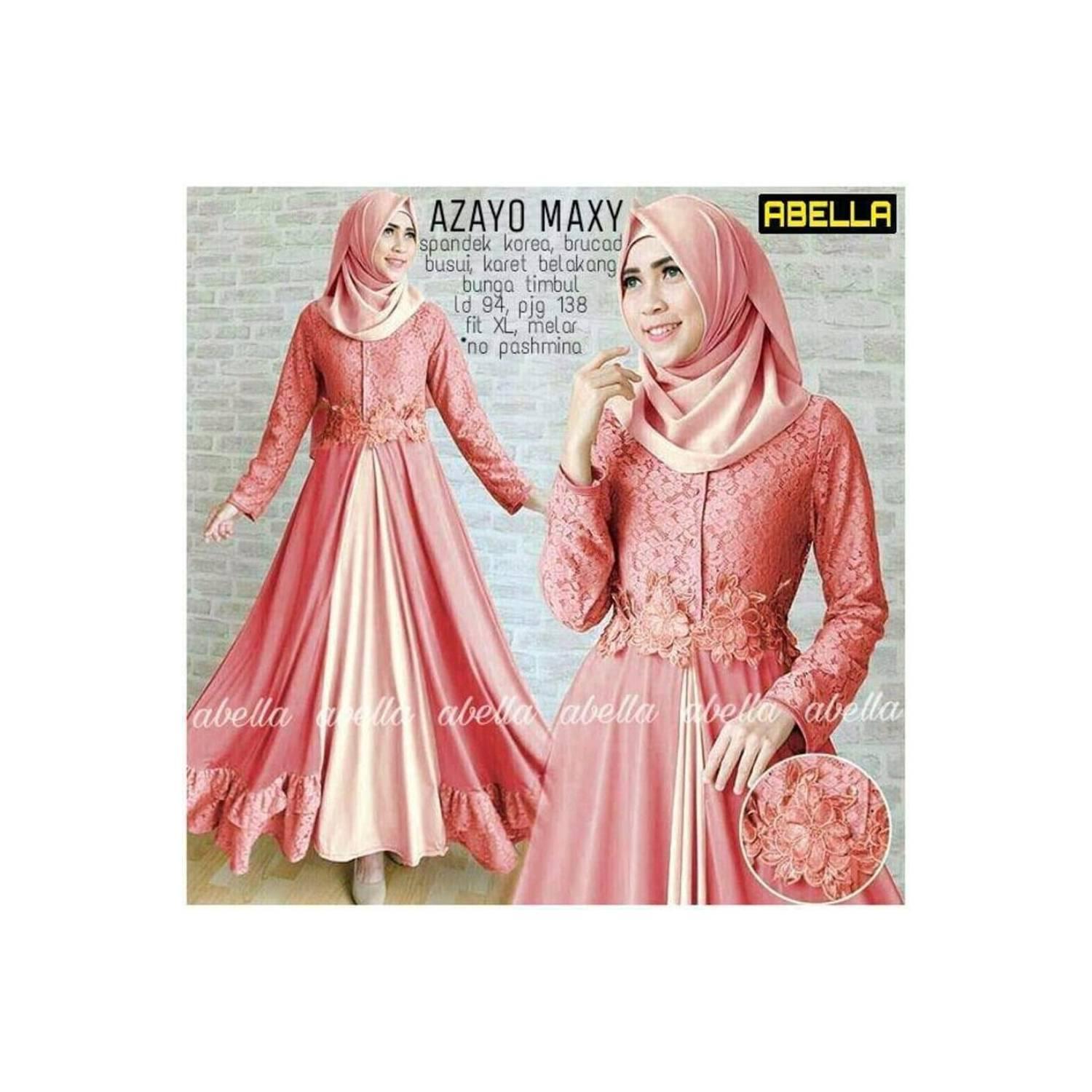 MURAH BANGET Baju Gamis Pesta Zoya Peach dan Mint Maxi dress