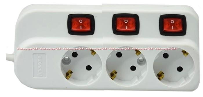 Krisbow Stop Kontak 3 Colokan Putih Kabel Socket Dengan Ekstensi - ready stock