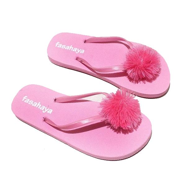 Fasahaya Sandal Pompom/ Sendal Pompom Wanita Jepit Spon Teplek Santai Cantik Terbaru Murah Meriah JPT02 Pink