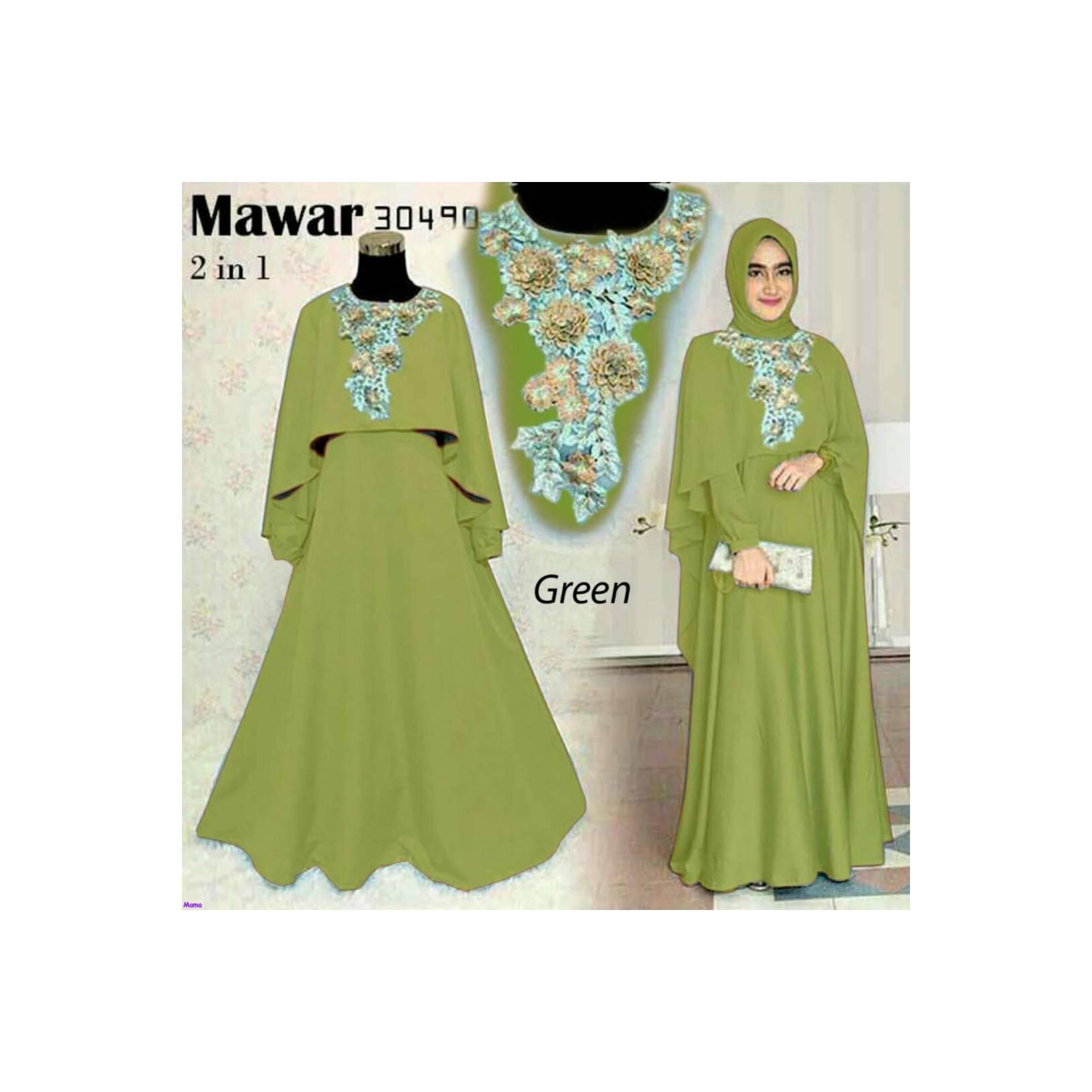 mawar gamis set/stelan gamis mawar 2 in 1/baju gamis glamour/AR