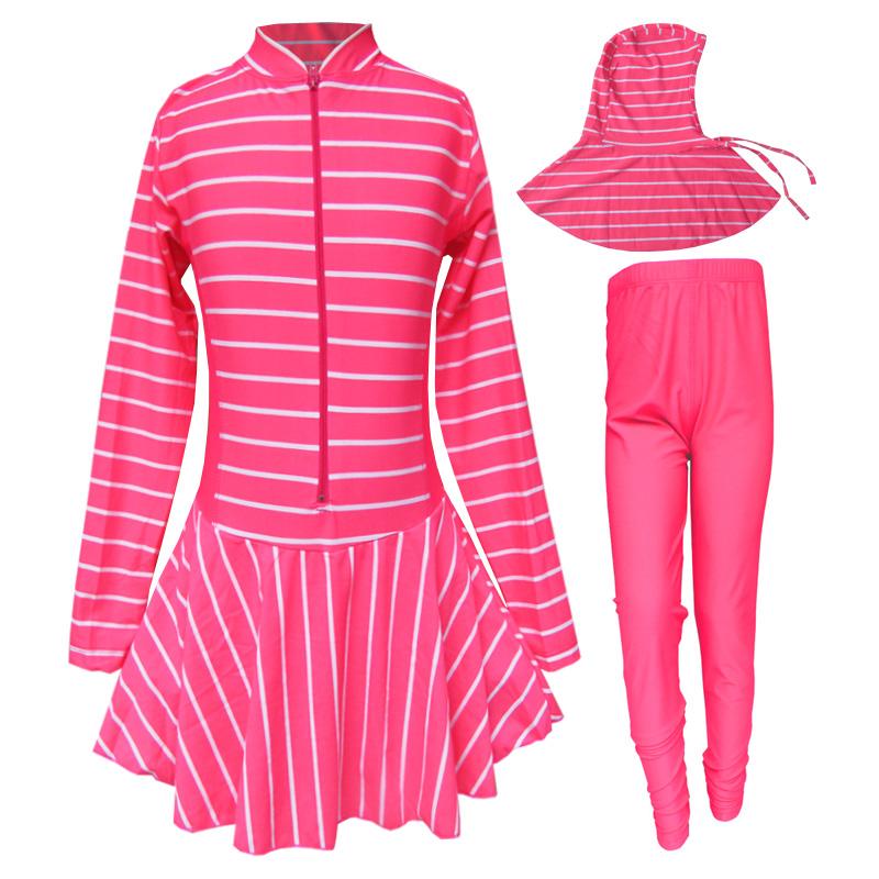 Baju Renang Anak Muslim Motif Garis Putih Size SD