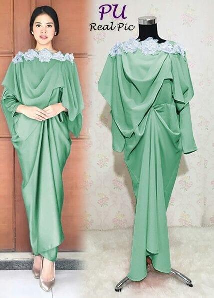 MAXI PRINSA Long Dress Maxmara GAMIS Semi KAFTAN Baju Busui Muslim - Navy