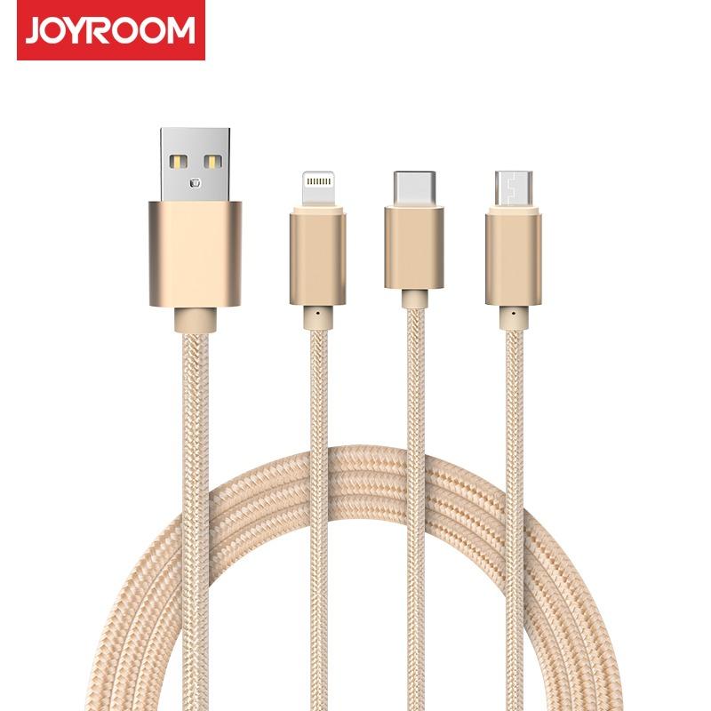 Joyroom Kabel Data Charger 3 in 1 JR-S320 With Ligning Micro USB TYpe C Connector For Iphone Samsung Xiaomi Oppo Vivo Phone