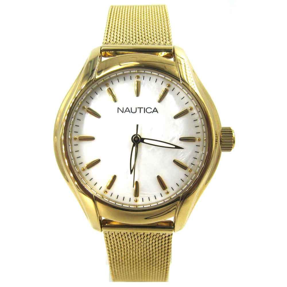 Nautica - Jam Tangan Wanita - Gold-Putih-Tali Pasir Gold - Stainless Steel - NAD12546L