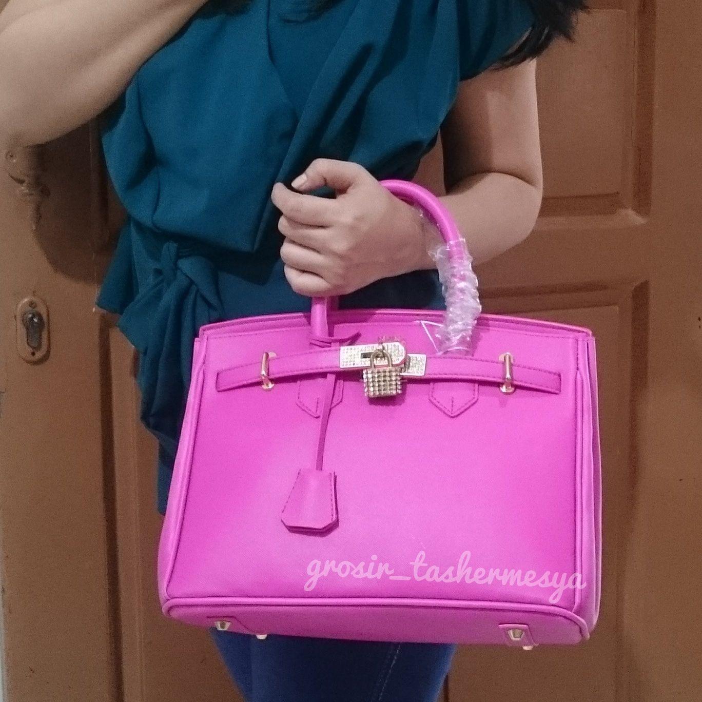 tas wanita hermes birkin taiga 30cm- pink fanta