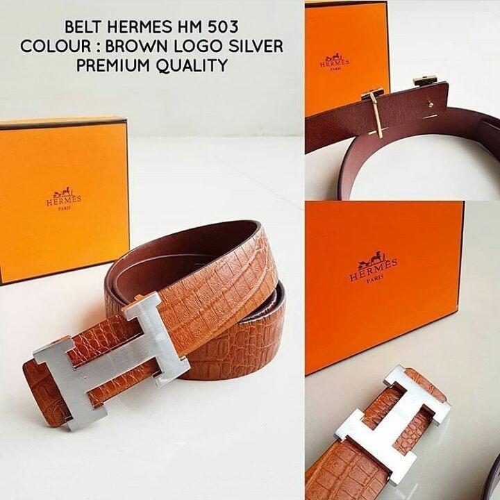 Ikat Pinggang Hermes HM 503 Brown Logo Silver