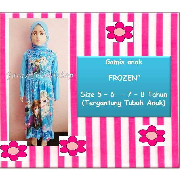 *Baju Muslim Anak Perempuan Gamis Karakter FROZEN 5-11Th*