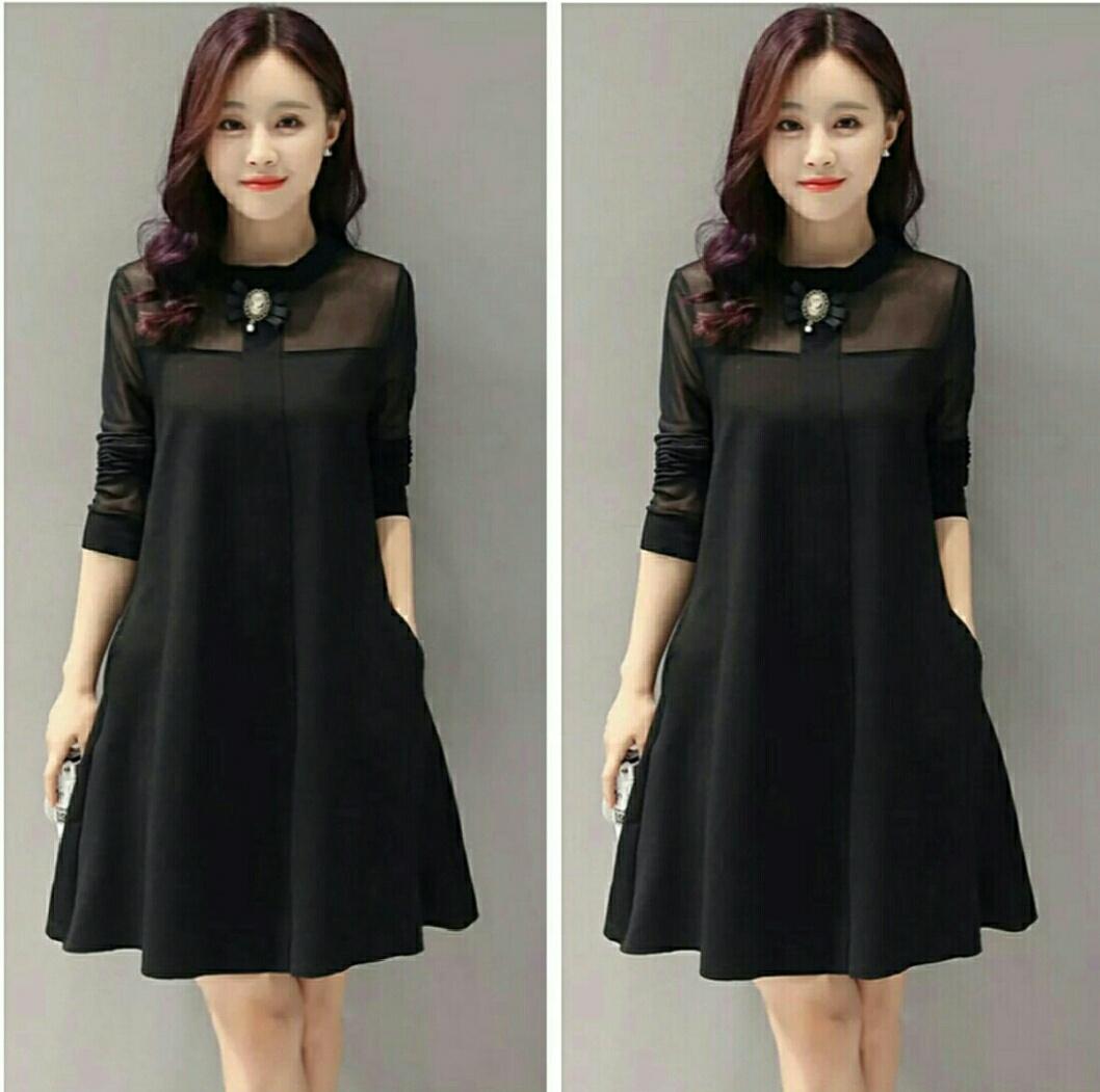 dzacki store dress mariska bross hitam pakaian wanita fashion wanita tunik wanita gamis wanita kekinian gamis syari baju tidur wanita
