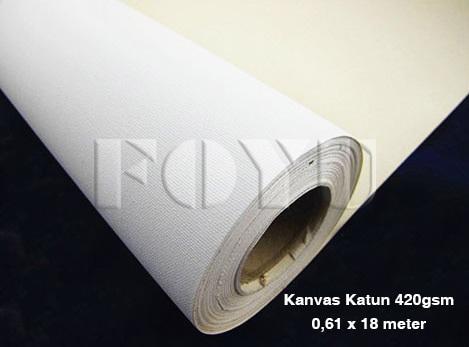 Kain Kanvas Katun Tebal Waterproof Glossy Digital Printing 420gsm L-24Inx18M