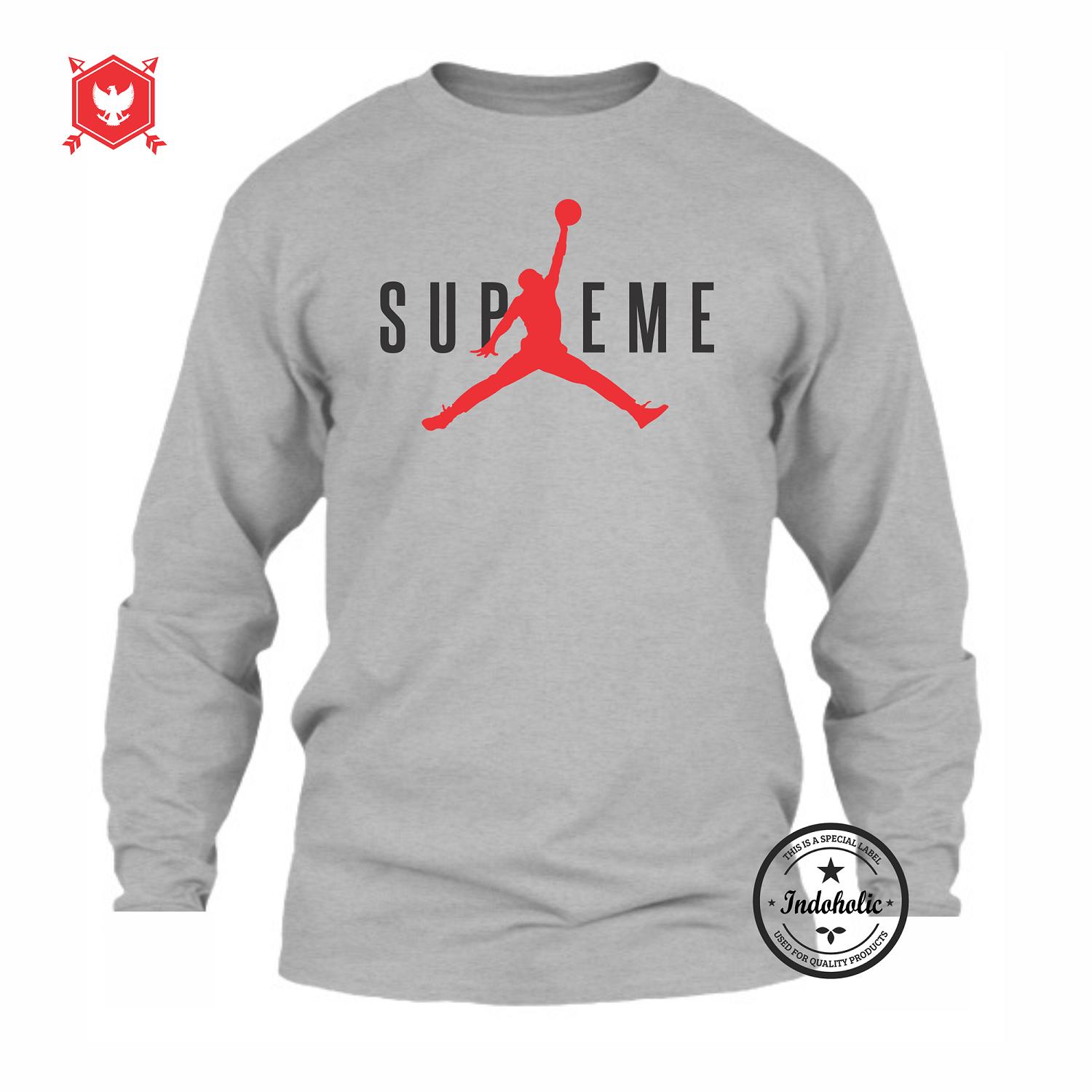 Indoholic Apparel Kaos Distro Supreme Baju Pria Bandung Lengan Tangan Panjang Muslim Moslem Premium Lebaran Murah Keren Wanita Anime - Abu