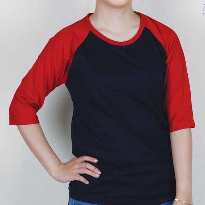 Kaos Raglan Dewasa - Raglan UKURAN XXL dominasi Hitam lengan Merah - raglan dewasa 3/4